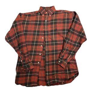 Ralph Lauren Blaire Lumberjack Plaid Flannel Long Sleeve Shirt Red Black Mens M